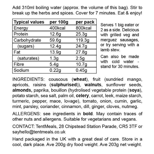 Tentmeals 800 Calorie Main Meal